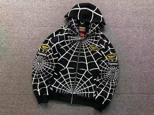 Supreme Vanson Leathers Spider-Man Zip Up Black