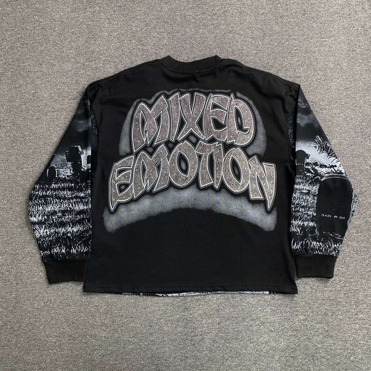 Mixed Emotion Tombstone Long Sleeve Tee Black