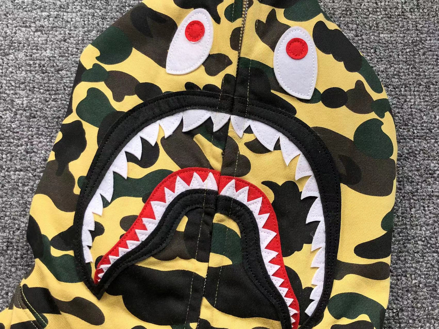 Bape 1St Camo Shark Full Zip Hoodie Yellow 6