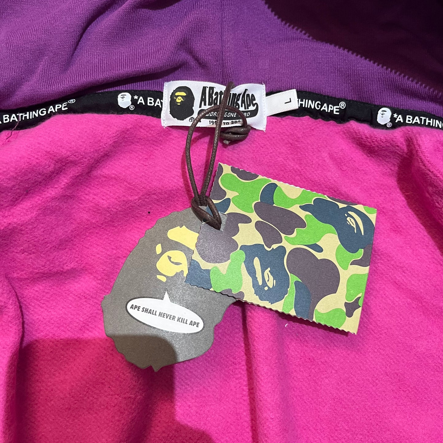 Campera Bape Color Camo Violeta Doble Capucha L