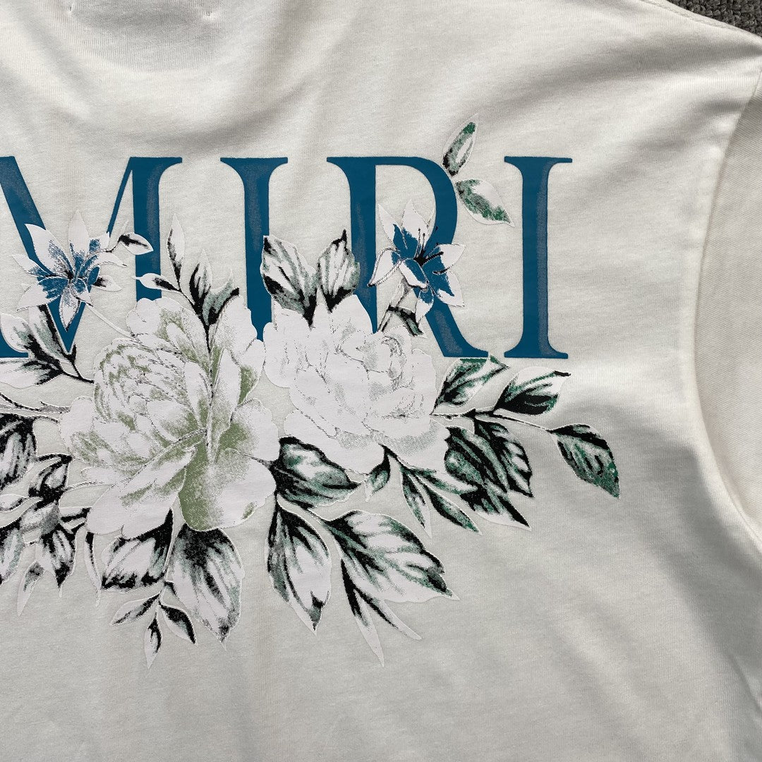 Amiri Floral Logo Tee White-Drip Store Argentina