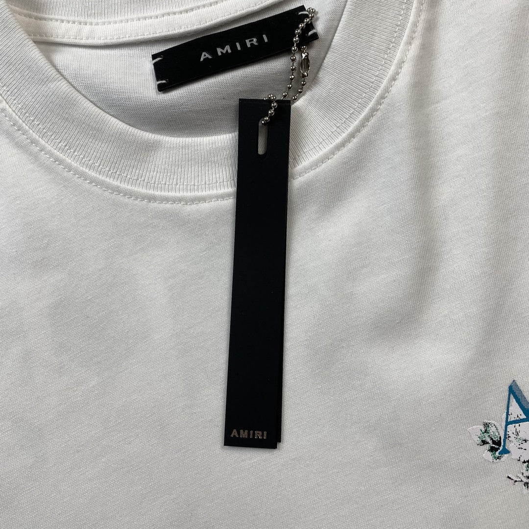 Amiri Floral Logo Tee White-Drip Store Argentina