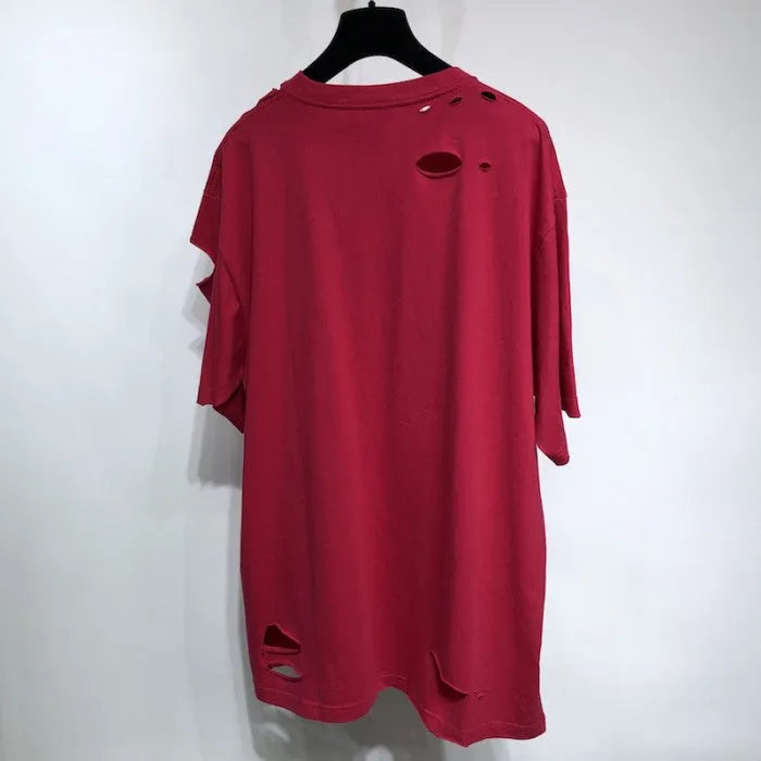 BALENCIAGA CAPS DESTROYED FLATGROUND T-SHIRT RED-Drip Store Argentina