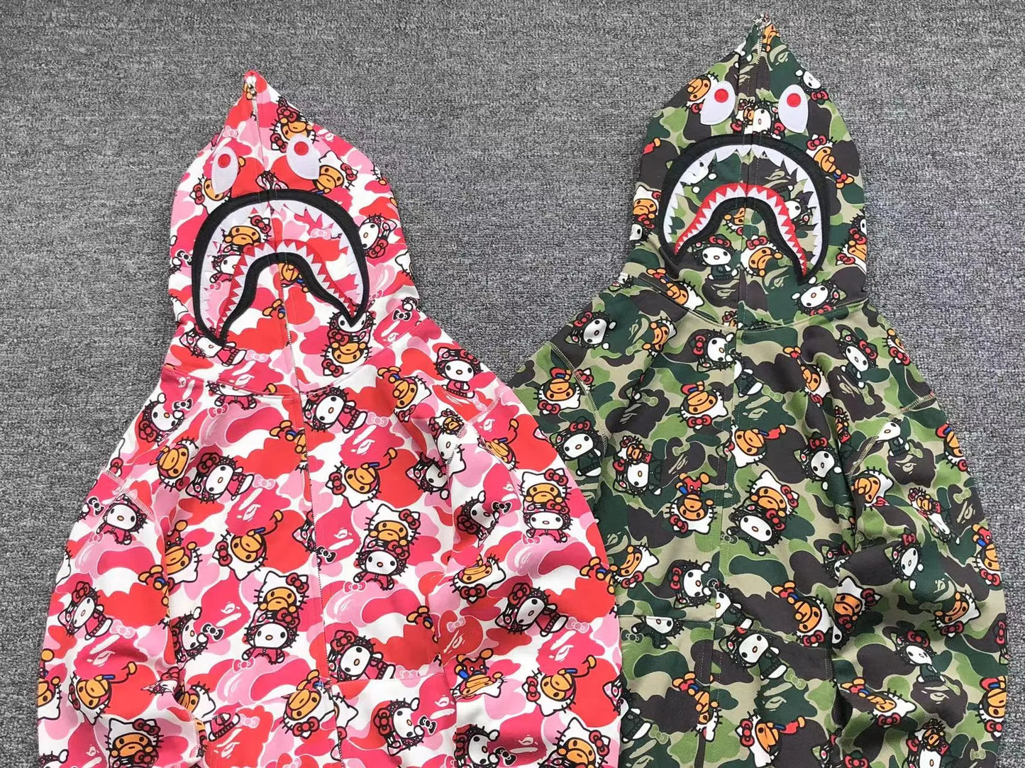 BAPE ABC CAMO HELLO KITTY SHARK FULL ZIP HOODIE GREEN-Drip Store Argentina