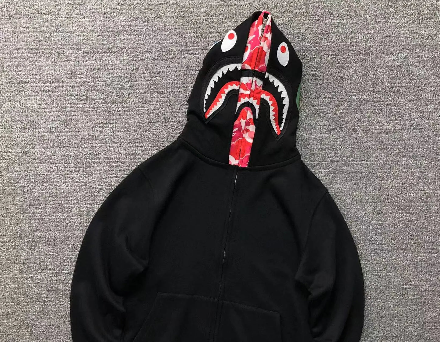 BAPE ABC SHARK FULL ZIP DOUBLE HOODIE BLACK PINK-Drip Store Argentina
