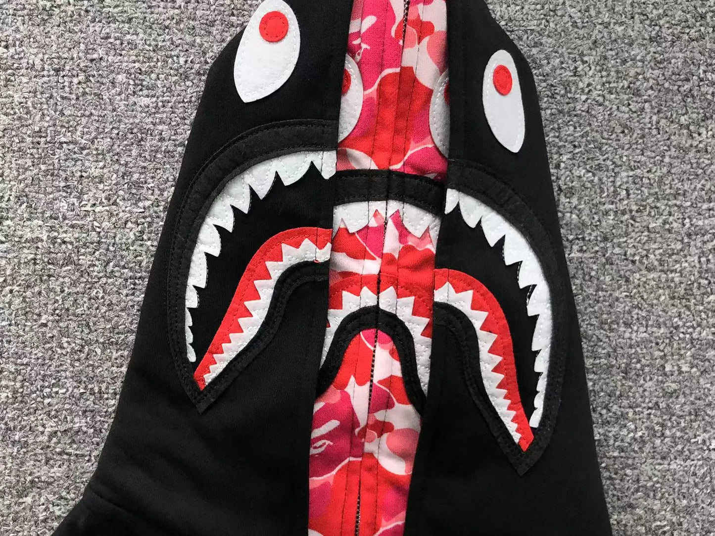 BAPE ABC SHARK FULL ZIP DOUBLE HOODIE BLACK PINK-Drip Store Argentina