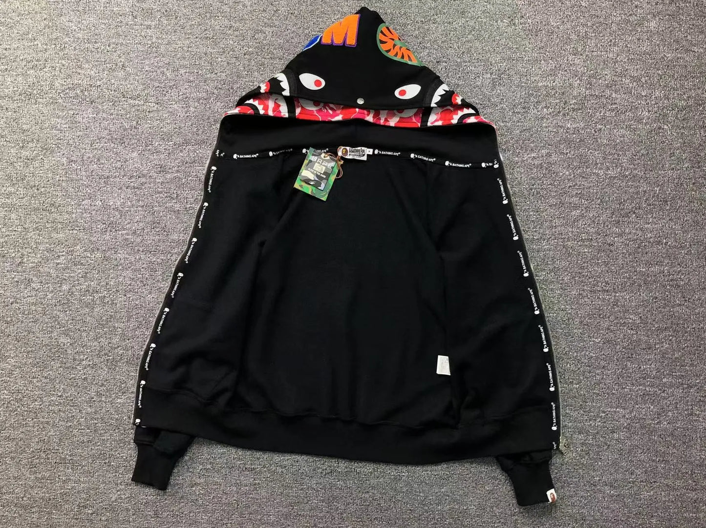 BAPE ABC SHARK FULL ZIP DOUBLE HOODIE BLACK PINK-Drip Store Argentina