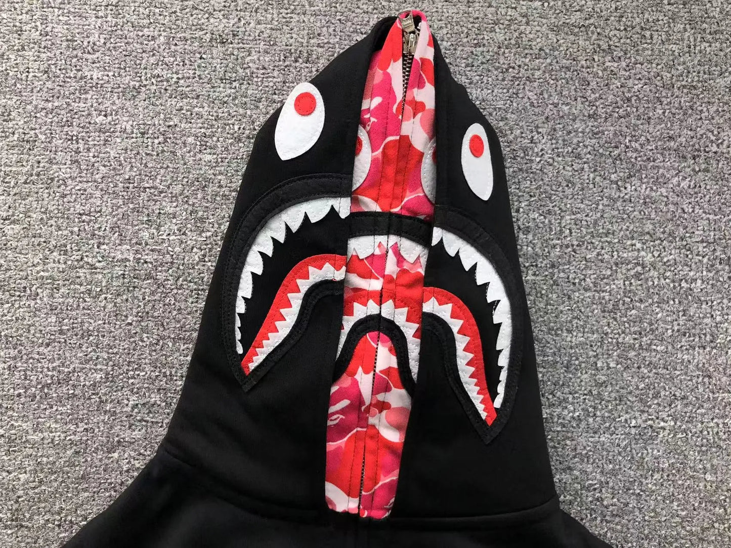 BAPE ABC SHARK FULL ZIP DOUBLE HOODIE BLACK PINK-Drip Store Argentina
