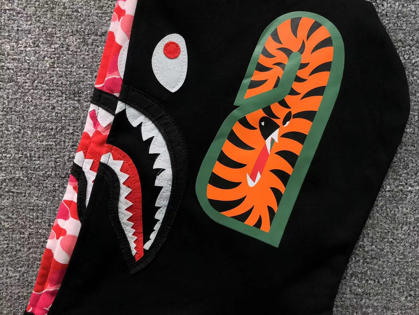 BAPE ABC SHARK FULL ZIP DOUBLE HOODIE BLACK PINK-Drip Store Argentina