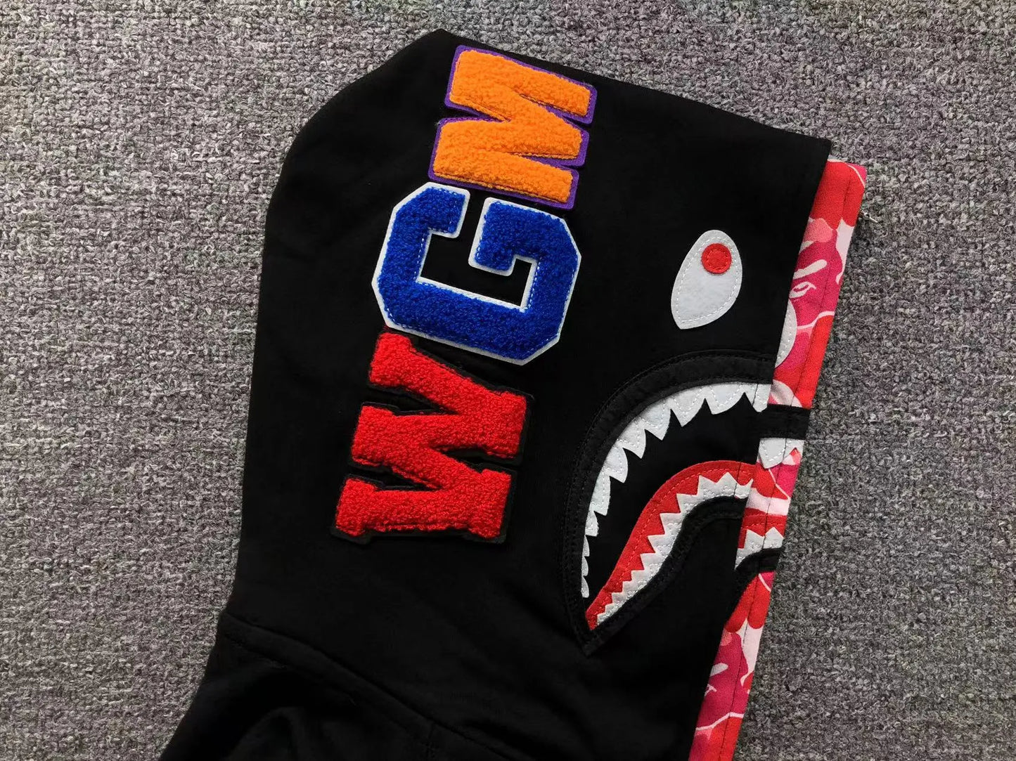 BAPE ABC SHARK FULL ZIP DOUBLE HOODIE BLACK PINK-Drip Store Argentina