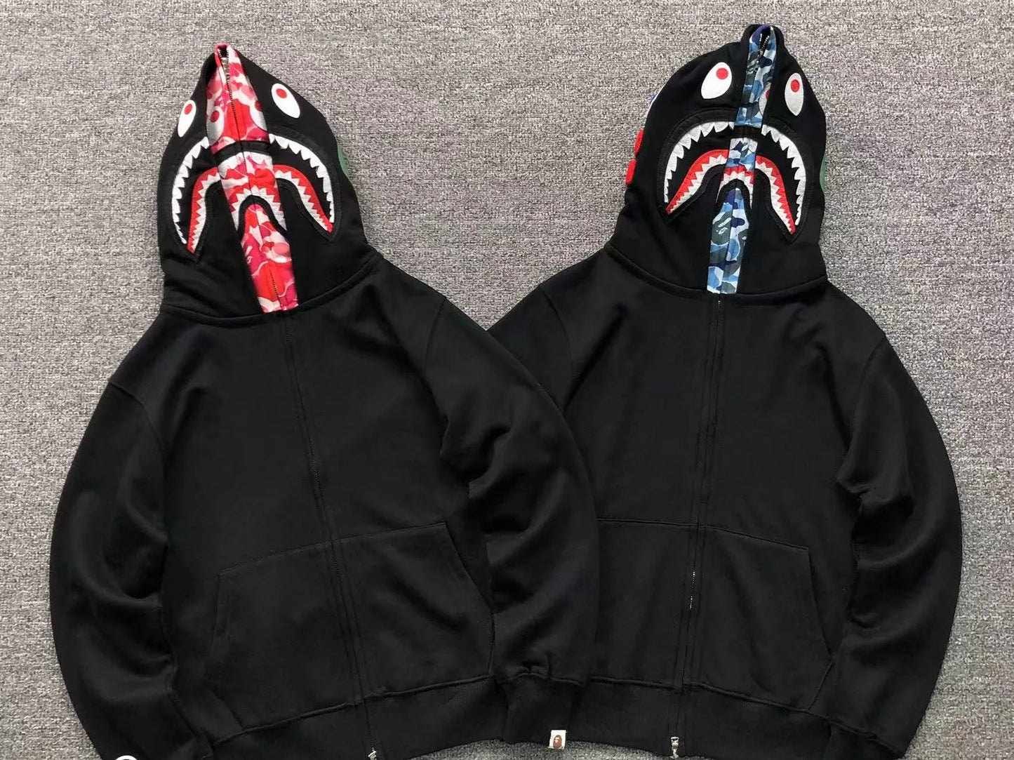 BAPE ABC SHARK FULL ZIP DOUBLE HOODIE BLACK PINK-Drip Store Argentina