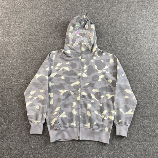 Bape City Camo Shark Full Zip Hoodie Grey