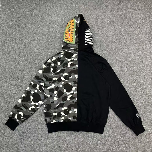 BAPE City Camo Tiger Shark Full Zip Hoodie Black