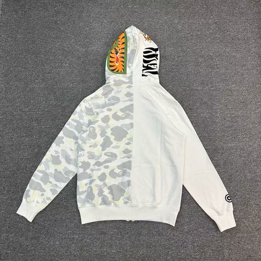 BAPE City Camo Tiger Shark Full Zip Hoodie White