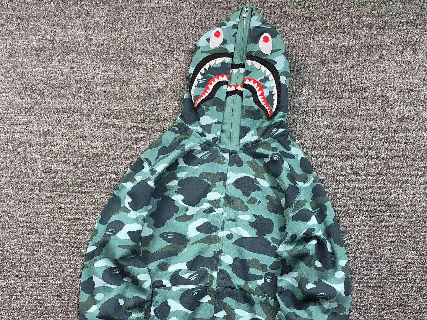BAPE COLOR CAMO SHARK WIDE FULL ZIP DOUBLE HOODIE GREEN-Drip Store Argentina