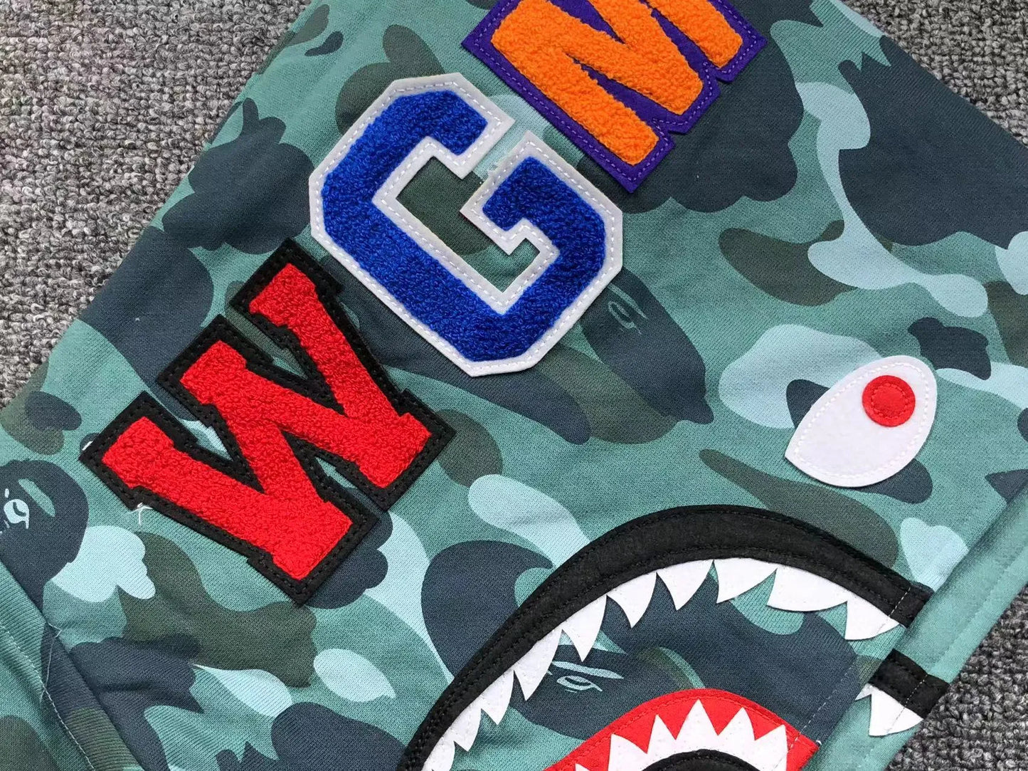 BAPE COLOR CAMO SHARK WIDE FULL ZIP DOUBLE HOODIE GREEN-Drip Store Argentina