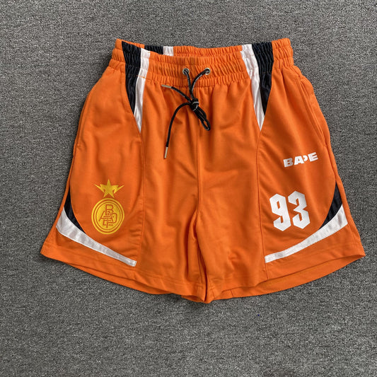 Bape Multi Logo Soccer Shorts Orange