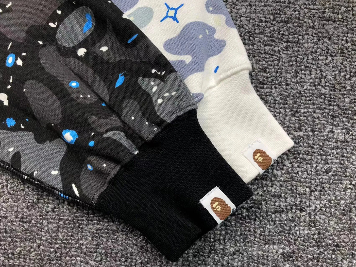 BAPE SPACE CAMO SHARK FULL ZIP DOUBLE HOODIE WHITE-Drip Store Argentina