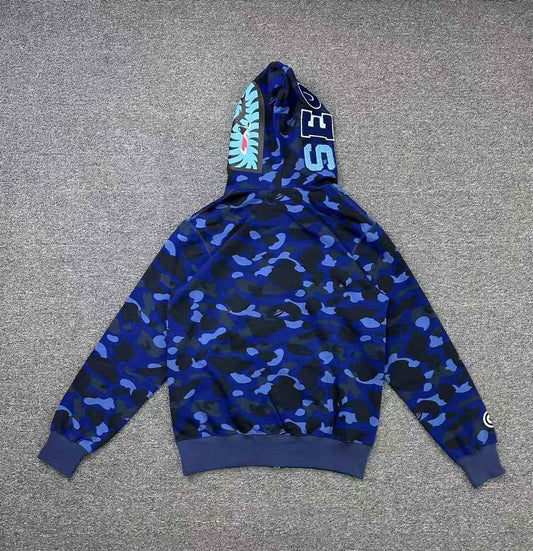 BAPE x Stray Kids Changbin Shark Full Zip Hoodie Navy