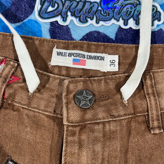 Vale Forever Skittles Patch 1980s Denim Shorts Brown