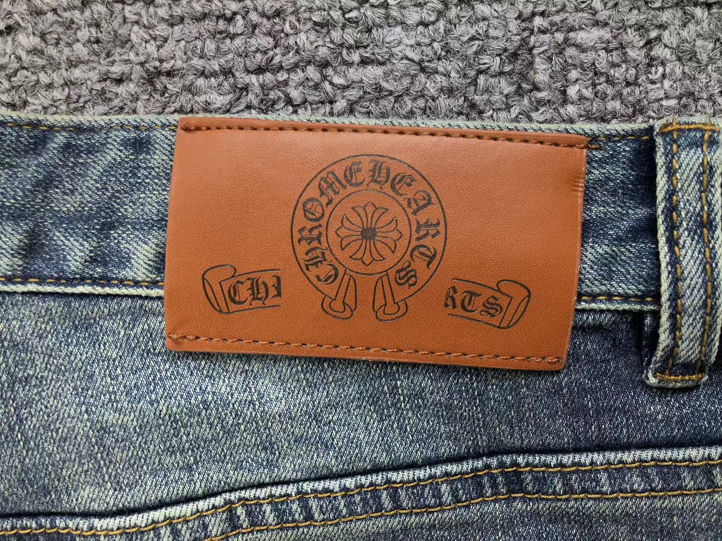 Chrome Hearts Cross Patch Jeans Blue Washed-Drip Store Argentina
