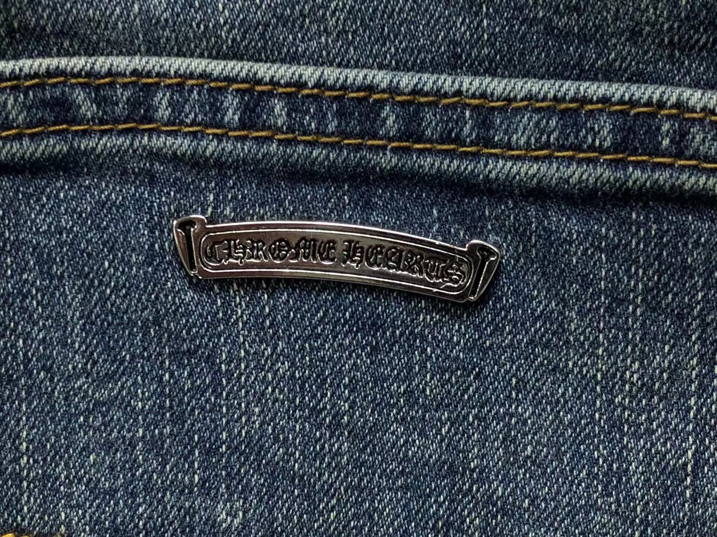 Chrome Hearts Cross Patch Jeans Blue Washed-Drip Store Argentina