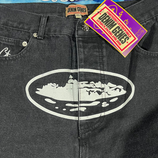 Corteiz Alcatraz Denim Shorts Black