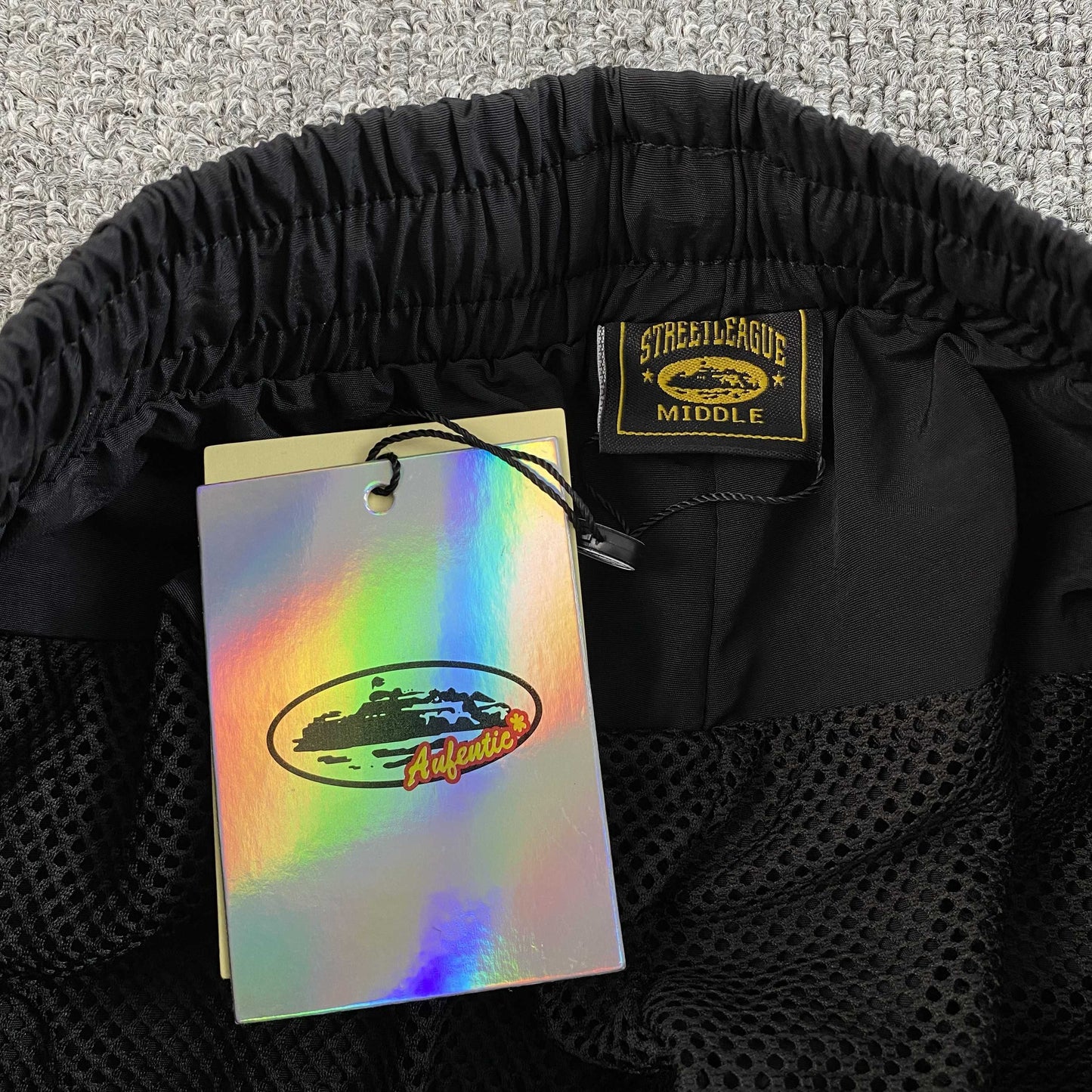 Corteiz Sriped Litework Pants Black