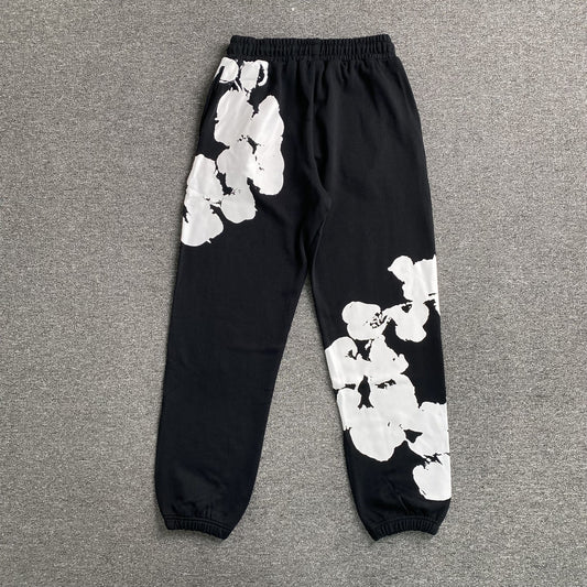 Denim Tears Big Cotton Wreath Sweatpants Black