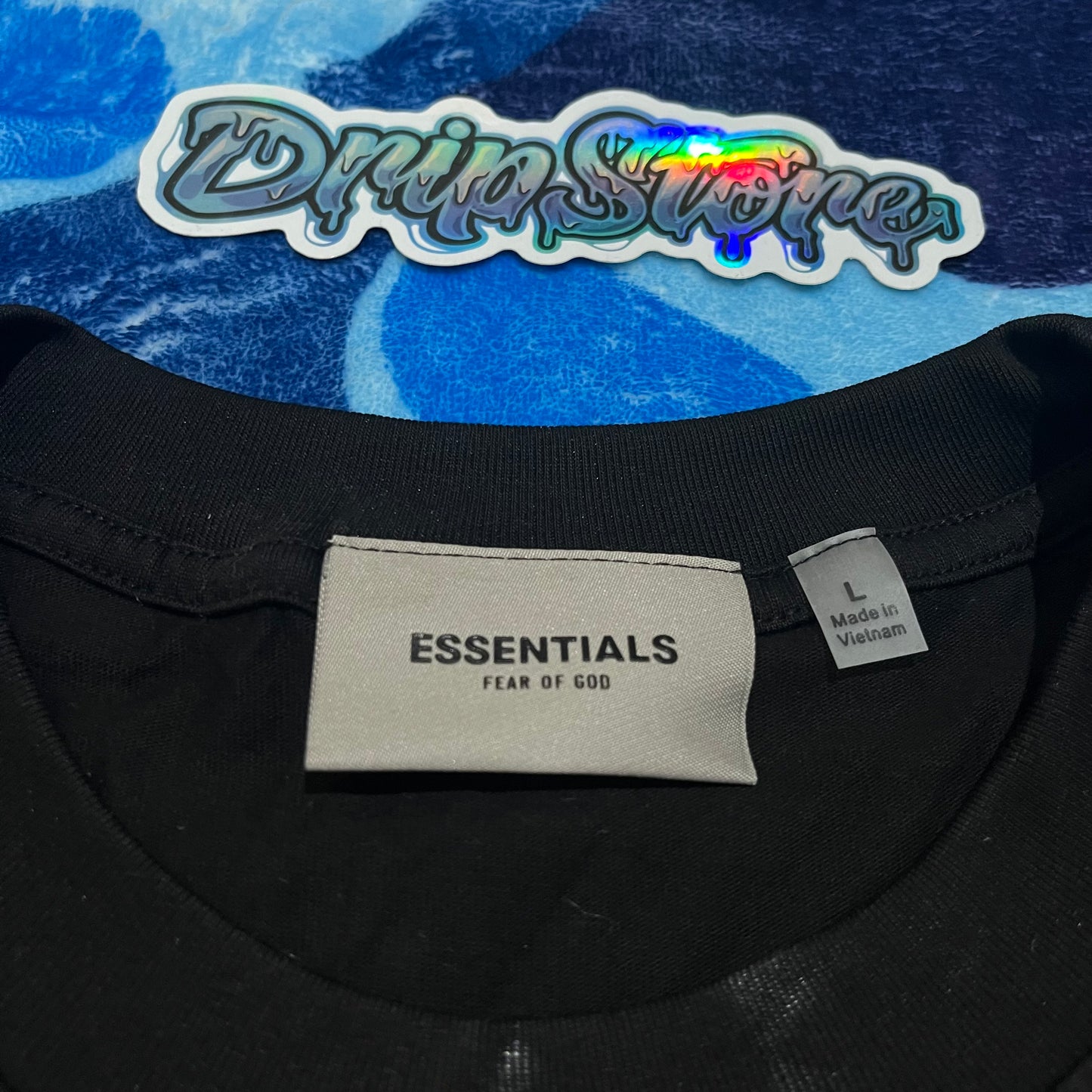 FEAR OF GOD ESSENTIALS BOXY T-SHIRT APPLIQUE LOGO BLACK-Drip Store Argentina