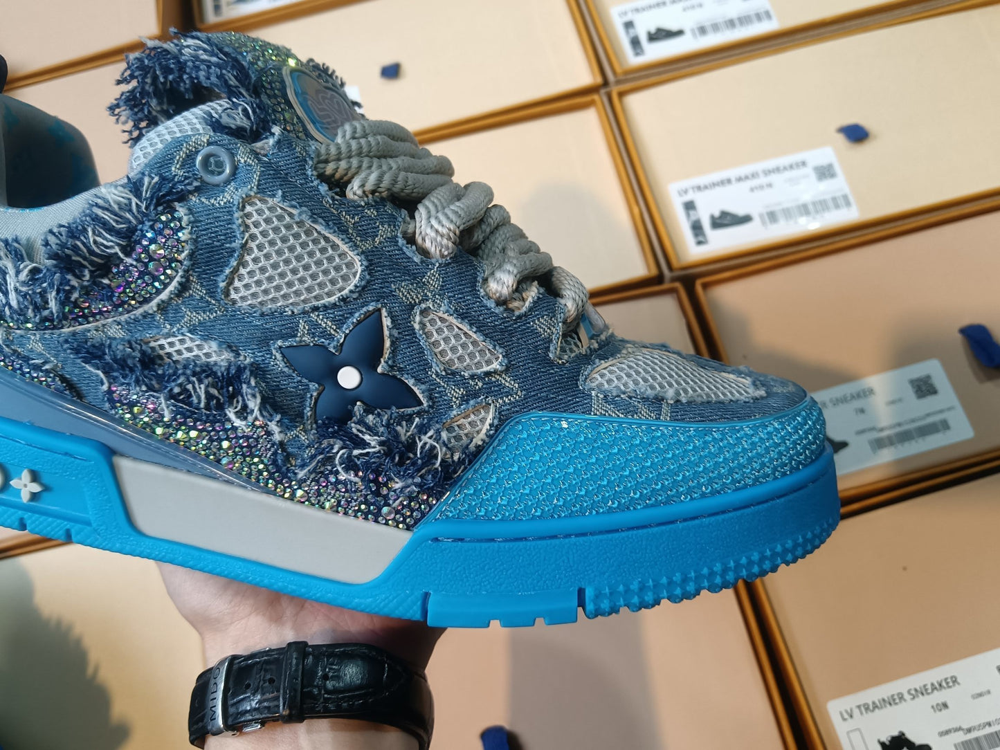 Louis Vuitton Skate Sneaker Blue Swarovski Monogram