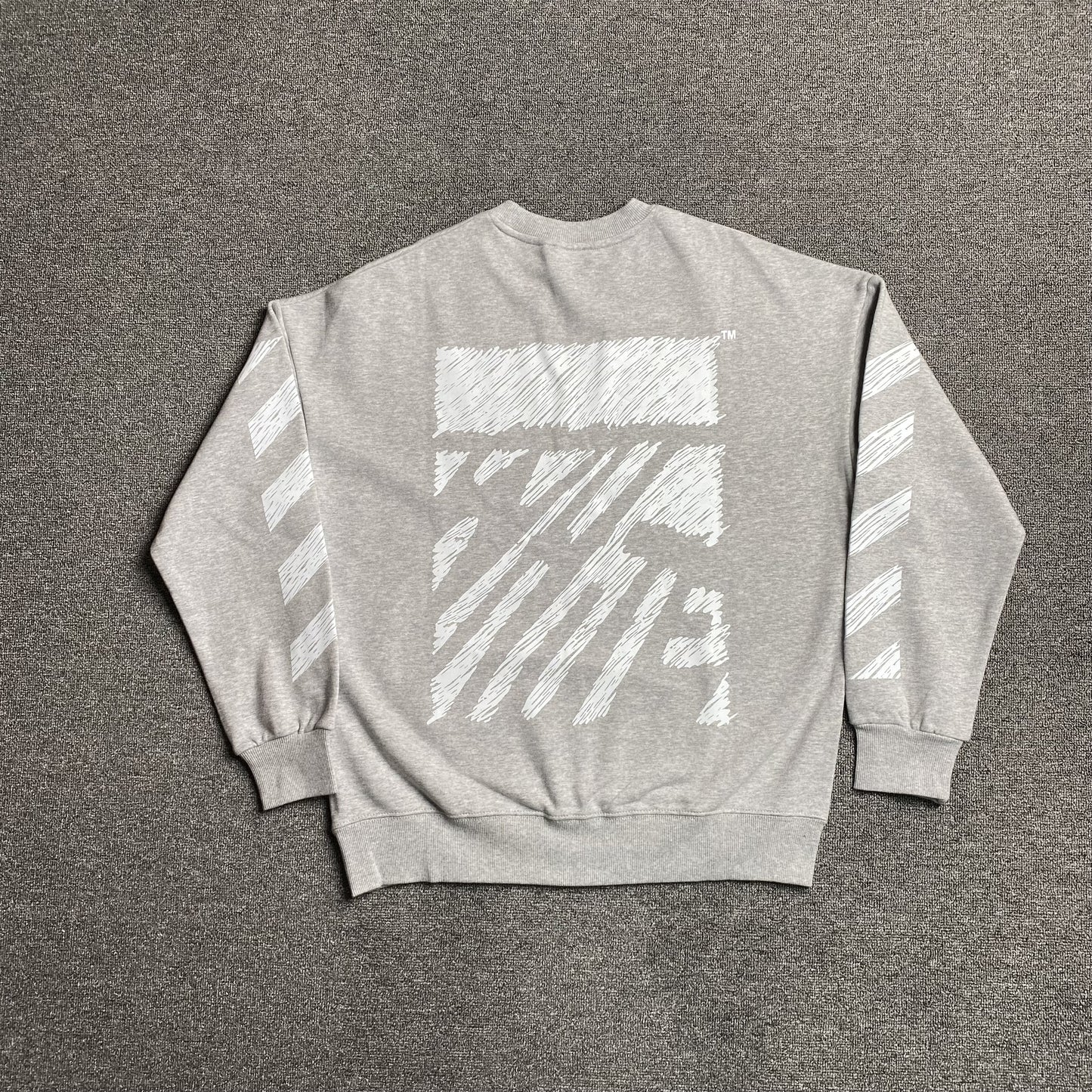 OFF WHITE SCRIBBLE DIAG CREWNECK GREY-Drip Store Argentina