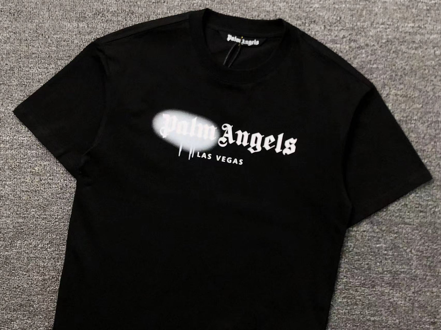 PALM ANGELS LAS VEGAS SPRAYED TEE BLACK-Drip Store Argentina