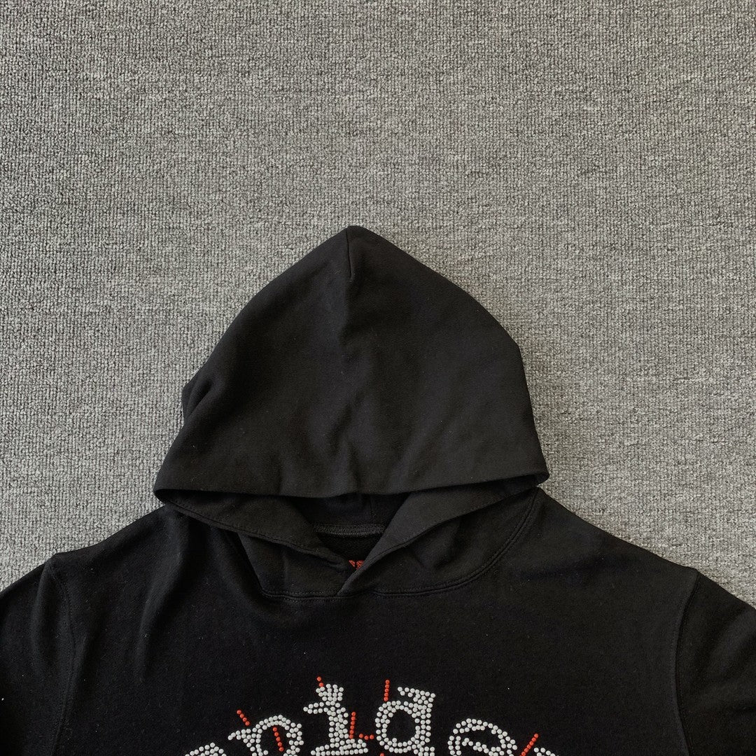 SP5DER OG RHINESTONE LOGO HOODIE BLACK-Drip Store Argentina