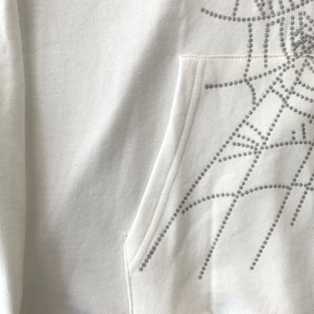 SP5DER OG RHINESTONE LOGO HOODIE WHITE-Drip Store Argentina