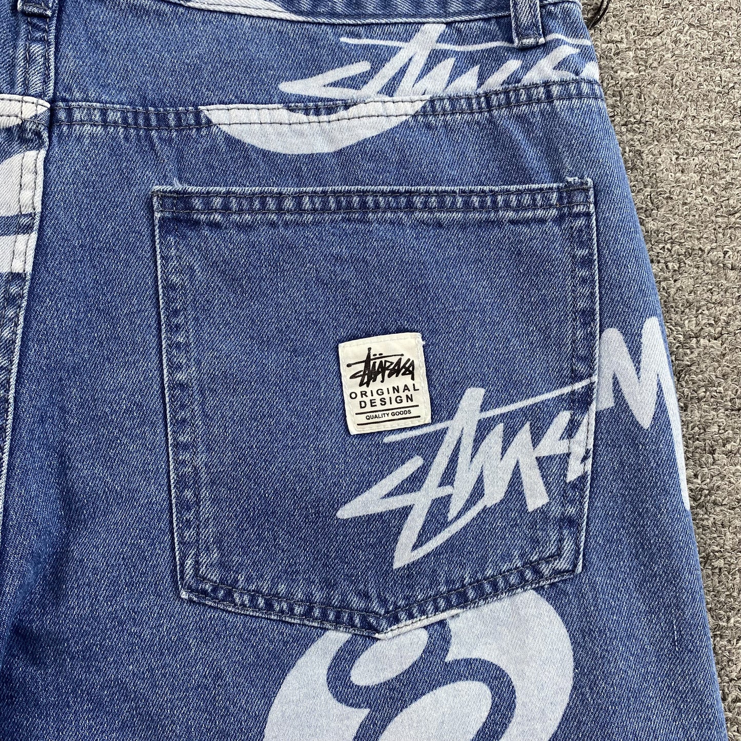 Stussy 8 Ball Denim Shorts Blue