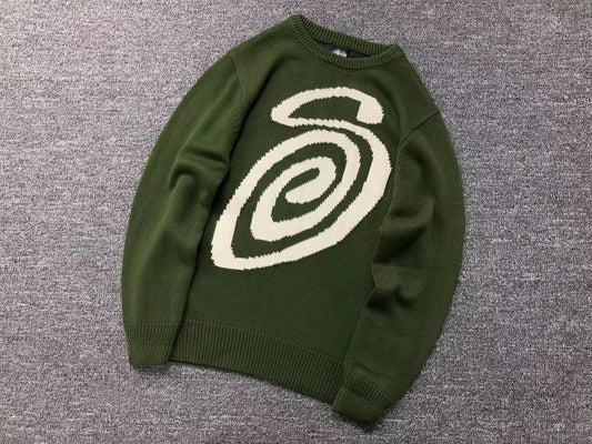 Stussy Curly S Knit Sweater Green