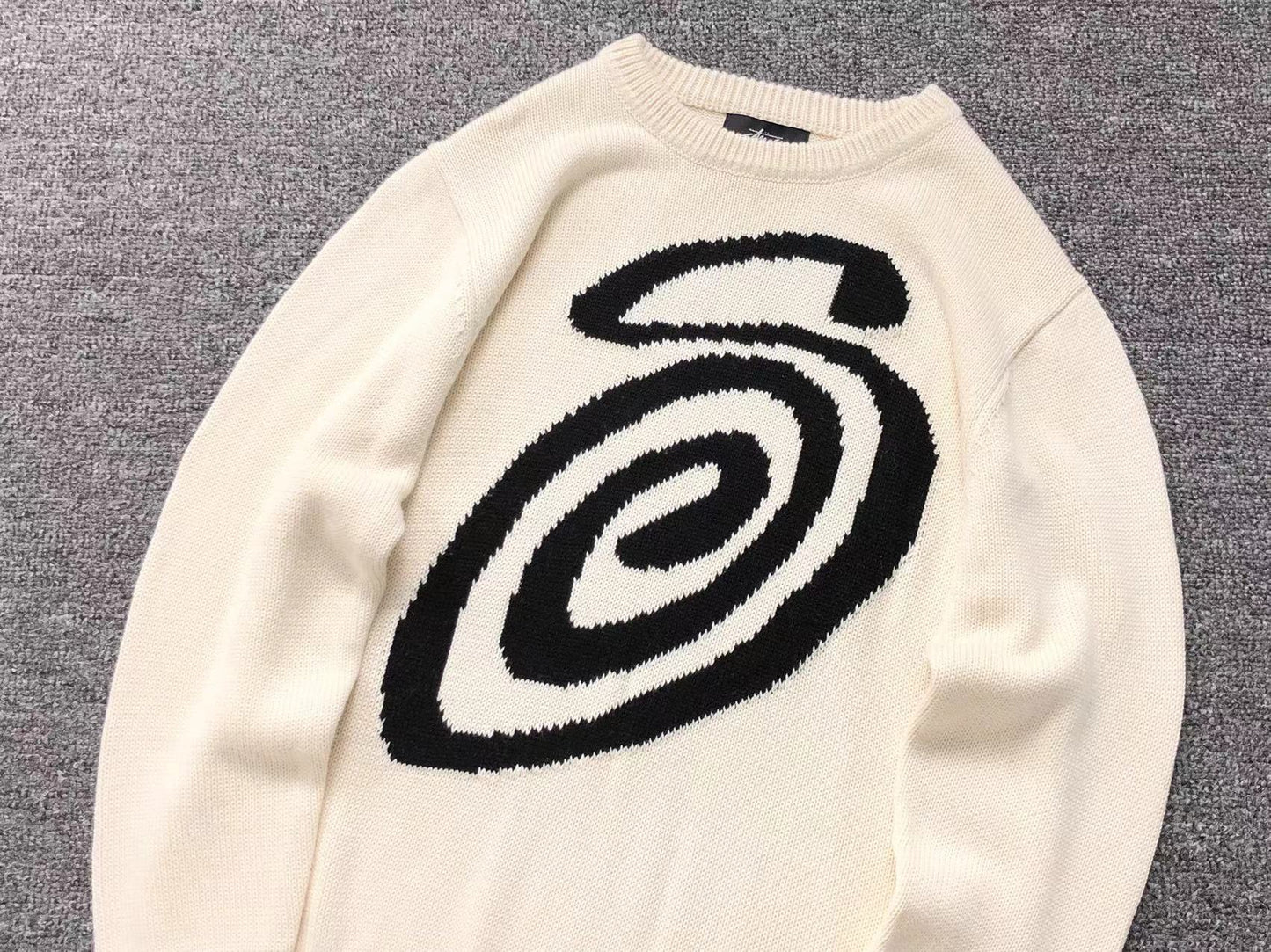 Stussy Curly S Knit Sweater Natural