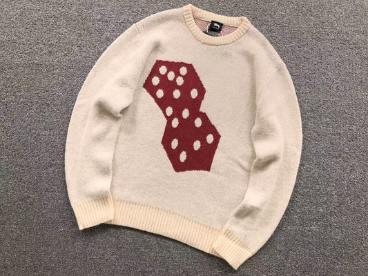 Stussy Dice Mohair Knit Sweater Bone