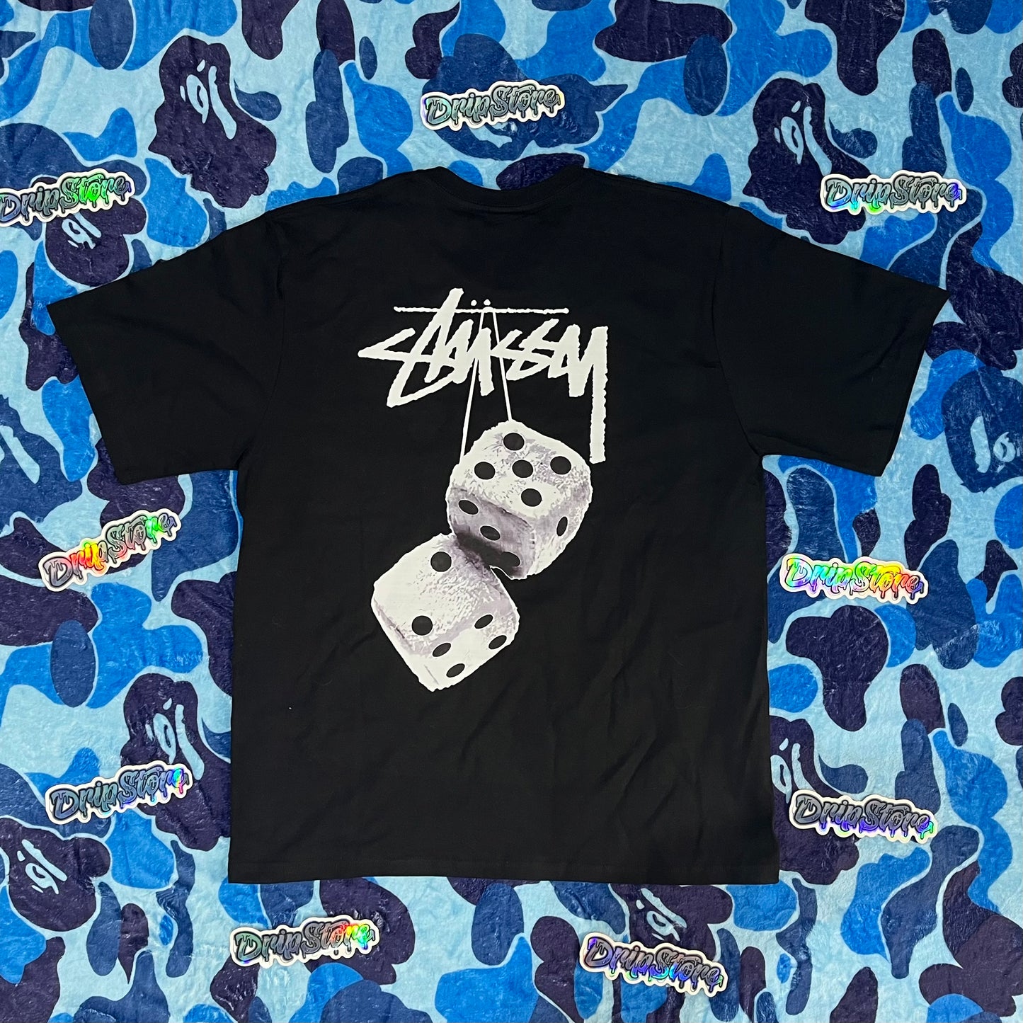 STUSSY FUZZY DICE TEE BLACK-Drip Store Argentina