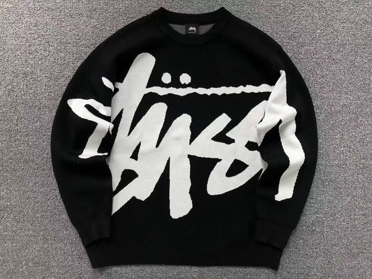 Stussy Stock Logo Knit Sweater Black