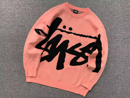 Stussy Stock Logo Knit Sweater Pink