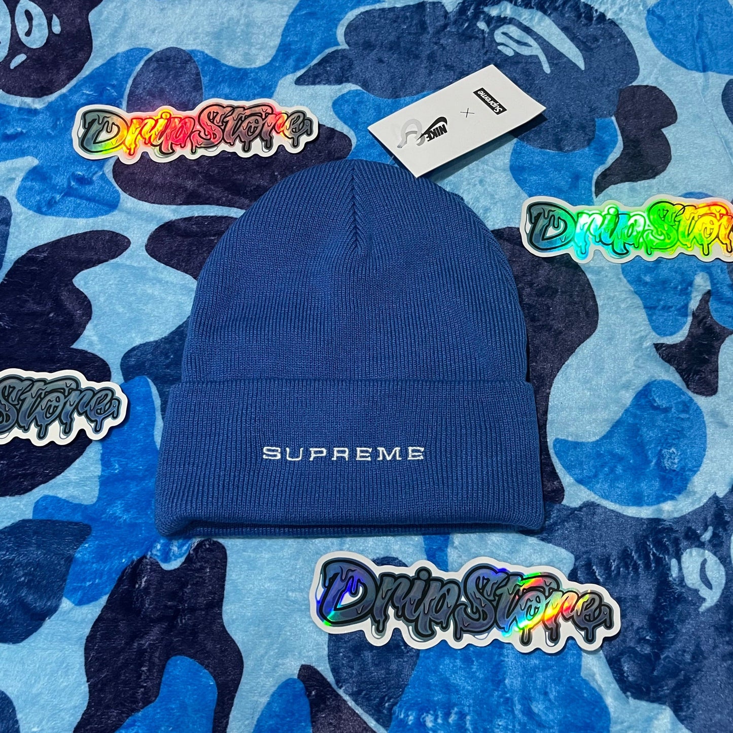 SUPREME NIKE SNAKESKIN GORRO BEANIE AZUL-Drip Store Argentina