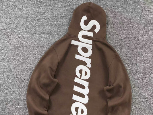 Supreme Satin Appliqué Hoodie Brown