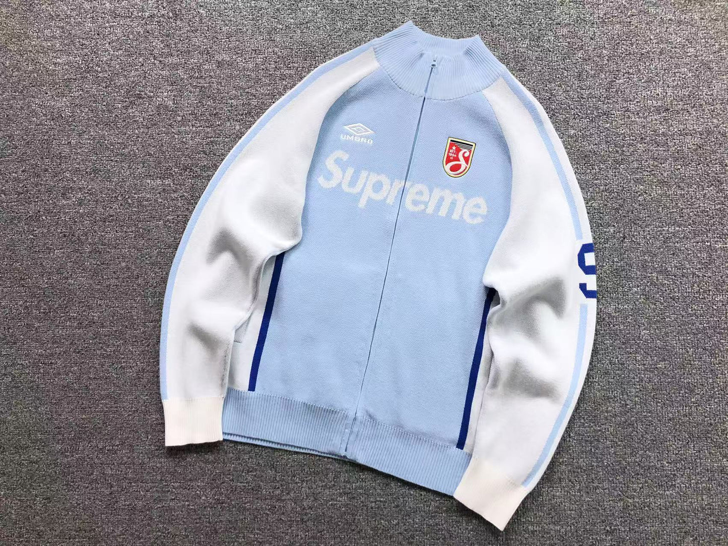 Supreme Umbro Zip Up Sweater Light Blue