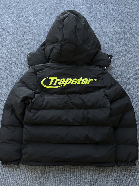 Trapstar Hyperdrive Detachable Hooded Puffer Jacket Black Lime