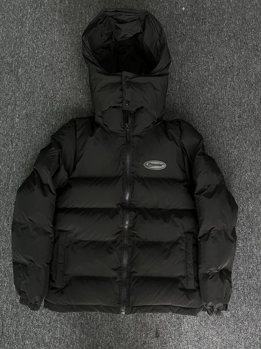 Trapstar Hyperdrive Detachable Hooded Puffer Jacket Triple Black