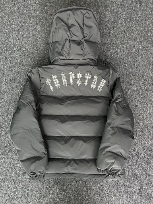 Trapstar Irongate Detachable Hooded Puffer Jacket Grey