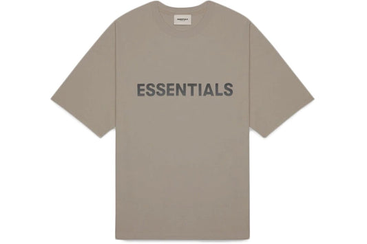 FEAR OF GOD ESSENTIALS BOXY T-SHIRT APPLIQUE LOGO TAUPE