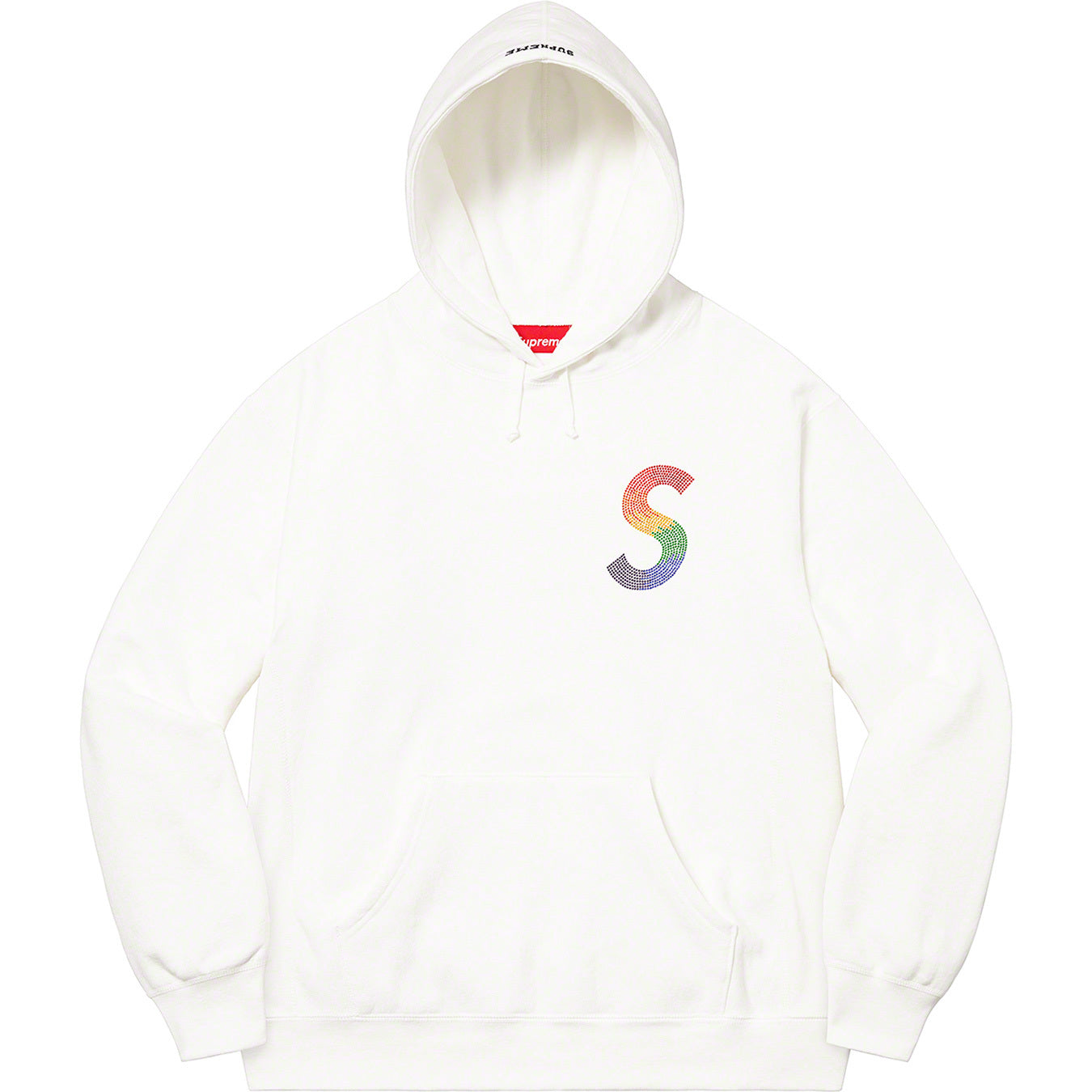 SUPREME SWAROVSKI S LOGO HOODIE WHITE-Drip Store Argentina